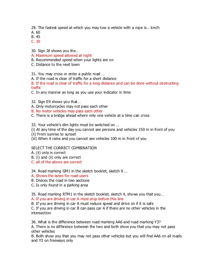 K53 Learners Test Papers Download Pdf